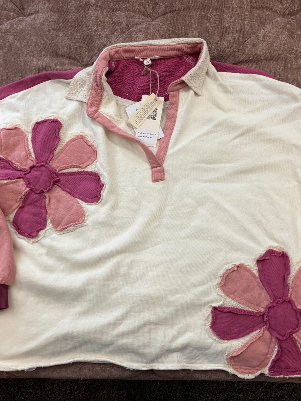 Blue velvet oversized bloom sweatshirt